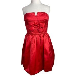 Sherri Hill 8 Red cocktail/ Party dress , short strapless, satin